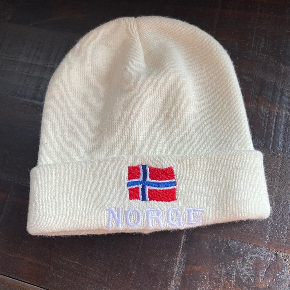 Nord Suvenir Beanie Hat One Size Norway Flag Ivory Plain 🇳🇴🇳🇴🇳🇴
